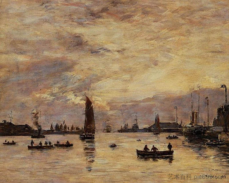 勒阿弗尔。降临港。 Le Havre. Avent Port. (1894; France  )，尤金·布丹