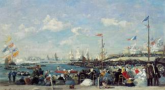 勒阿弗尔，帆船节 Le Havre, the regatta festival (1869; France                     )，尤金·布丹