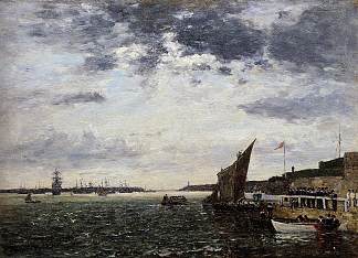 海军陆战队在布雷斯特港登陆 Marines Landing in Brest Harbor (1870; France                     )，尤金·布丹