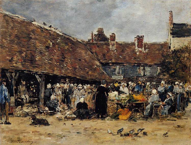 特鲁维尔市场 Market at Trouville (1883; France  )，尤金·布丹