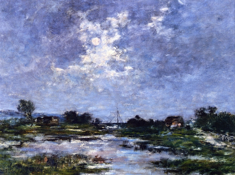 沼泽地上的月光，托克斯 Moonlight on the Marshes, The Toques (c.1890; France  )，尤金·布丹