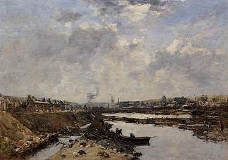 费坎普，正在建设中的内港 Fecamp, the Inner Port under Construction (1883; France                     )，尤金·布丹