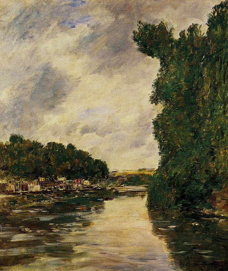 阿布维尔附近的河流 River near Abbeville (1894; France  )，尤金·布丹