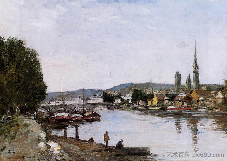 鲁昂,从皇后之路看 Rouen, View from the Queen's Way (1895; France ),尤金·布丹