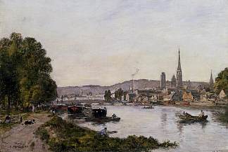 鲁昂，俯瞰塞纳河 Rouen, View over the River Seine (1895; France                     )，尤金·布丹