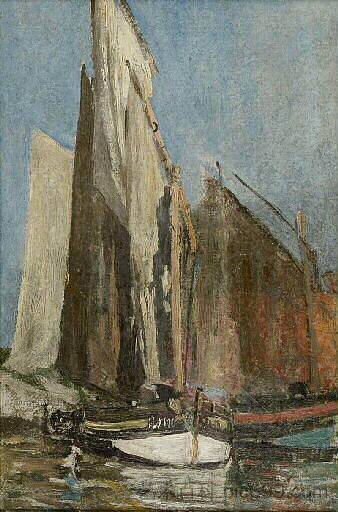 渔船研究 Study of fishing boats (c.1862; France  )，尤金·布丹
