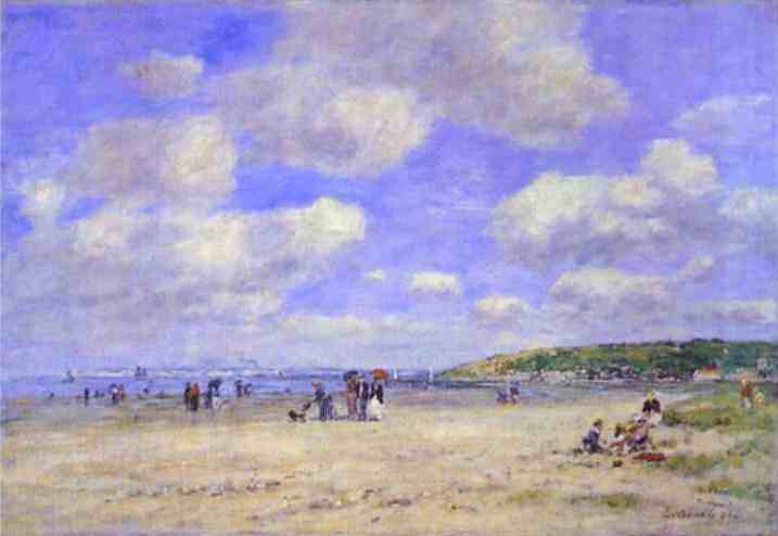 图尔格维尔莱萨布隆海滩 The Beach at Tourgeville-les-Sablons (1893; France  )，尤金·布丹