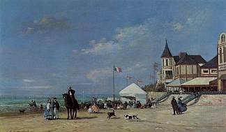 特鲁维尔海滩 The Beach at Trouville (1863; France                     )，尤金·布丹