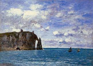 埃特雷塔的悬崖 The Cliffs at Etretat (1890; France                     )，尤金·布丹