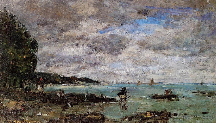 普卢加斯特尔的海岸线 The Coastline at Plougastel (1869; France  )，尤金·布丹