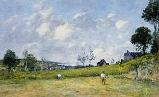 特鲁维尔附近的收获 The Harvest near Trouville (1878; France                     )，尤金·布丹