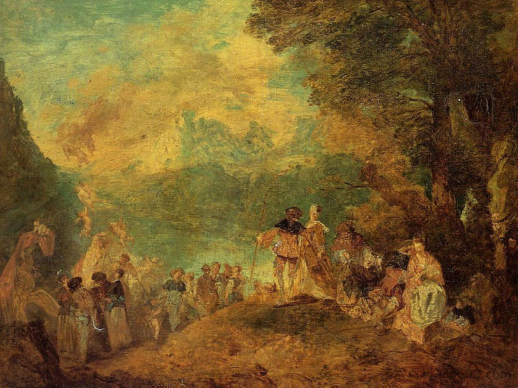 西瑟拉朝圣（在瓦托之后） The Pilgrimage to Cythera (after Watteau) (c.1849; France  )，尤金·布丹