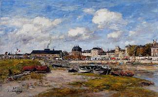 特鲁维尔港，退潮 The Port of Trouville, Low Tide (1897; France                     )，尤金·布丹