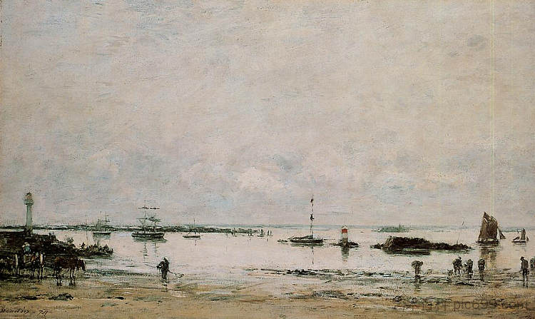 退潮时的波特里埃港 The port Portrieux at low tide (1874; France  )，尤金·布丹