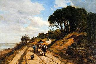 从特鲁维尔到翁弗勒尔的道路 The Road from Trouville to Honfleur (c.1852; France                     )，尤金·布丹