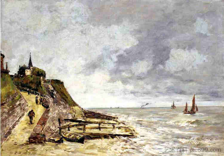 考德贝克昂考克斯的塞纳河 The Seine at Caudebec-en-Caux (1889; France  )，尤金·布丹