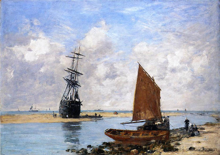 特鲁维尔香奈儿，退潮 The Trouville Chanel, Low Tide (c.1880; France  )，尤金·布丹