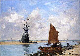 特鲁维尔香奈儿，退潮 The Trouville Chanel, Low Tide (c.1880; France                     )，尤金·布丹