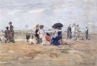 特鲁维尔，海滩上的场景 Trouville, scene on the beach，尤金·布丹