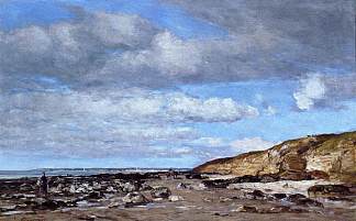 特鲁维尔，海岸和岩石 Trouville, Shore and Rocks (c.1862; France                     )，尤金·布丹