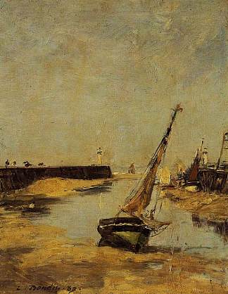 特鲁维尔，码头，退潮 Trouville, the Jettys, Low Tide (1883; France                     )，尤金·布丹