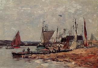 特鲁维尔，港口 Trouville, the Port (c.1885; France                     )，尤金·布丹