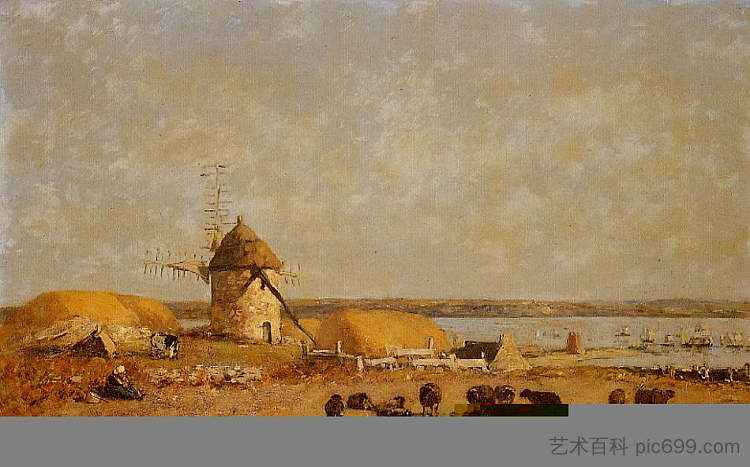 从卡马雷高地看 View from the Camaret Heights (1873; France  )，尤金·布丹