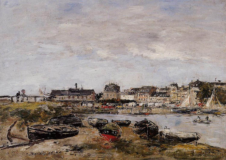 特鲁维尔港口景观 View of the Port, Trouville (1896; France  )，尤金·布丹