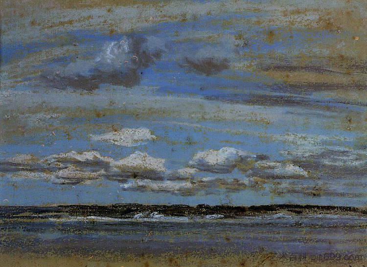 河口上的白云 White Clouds over the Estuary (c.1855; France  )，尤金·布丹