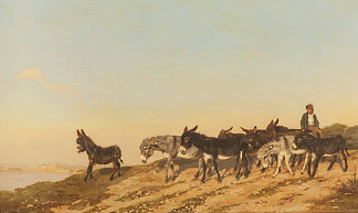 迷笛中的驴子 Donkeys in the Midi (1873)，欧仁·本南德