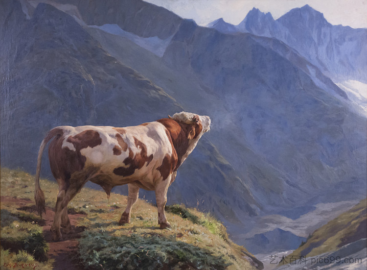 阿尔卑斯山的公牛 bull in the Alps (1884)，欧仁·本南德