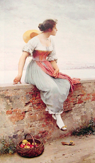 沉思的时刻 A Pensive Moment (1896)，尤金·德·布拉斯
