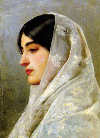 年轻的美女 A Young Beauty (1882)，尤金·德·布拉斯