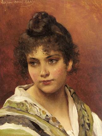 年轻的美女 A young beauty (1882)，尤金·德·布拉斯