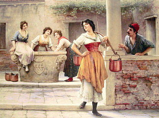 在井边调情 Flirtation at the Well (1902)，尤金·德·布拉斯
