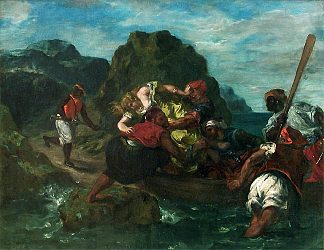 非洲海盗绑架一名年轻女子 African Pirates Abducting a Young Woman (1852)，欧仁·德拉克罗瓦