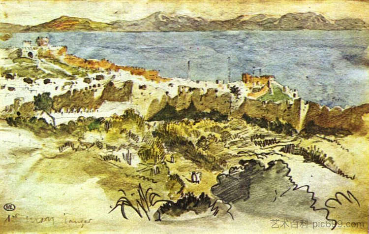 摩洛哥丹吉尔湾 Bay of Tangier in Morocco，欧仁·德拉克罗瓦