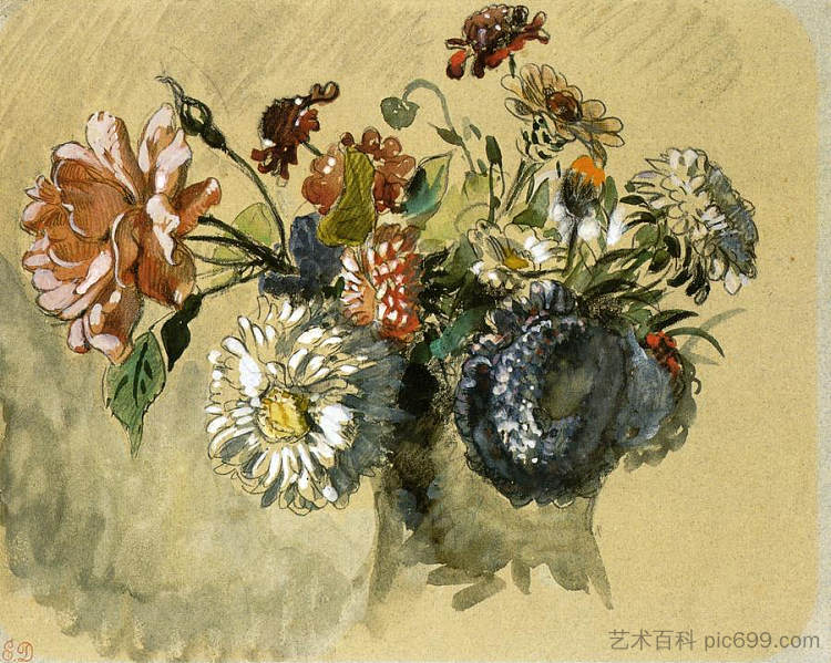 花束 Bouquet of Flowers (1843)，欧仁·德拉克罗瓦