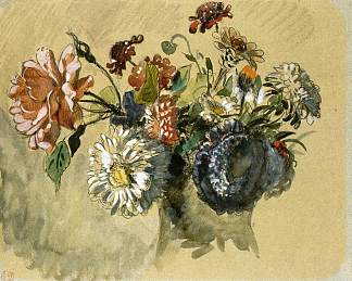 花束 Bouquet of Flowers (1843)，欧仁·德拉克罗瓦