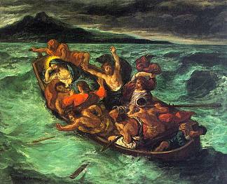 热内扎雷特湖上的基督 Christ on the Lake of Gennezaret (1854)，欧仁·德拉克罗瓦