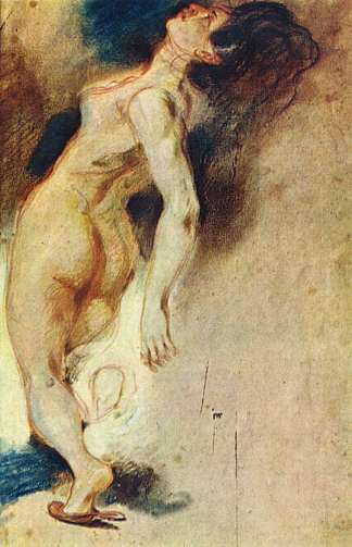 从背后杀死的女性裸体 Female Nude Killed from Behind (c.1827)，欧仁·德拉克罗瓦