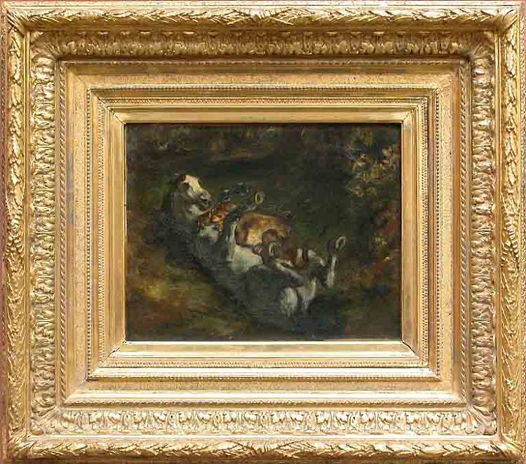 被母狮袭击的马 Horse Attacked by Lioness (1842)，欧仁·德拉克罗瓦