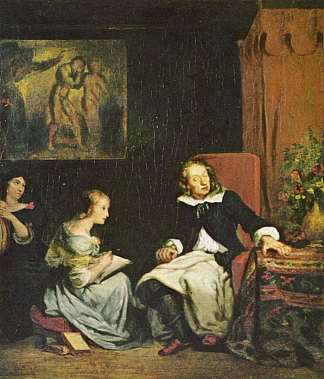 弥尔顿口述（失乐园）给他的女儿 Milton dictated (Paradise Lost) to his daughters (1826)，欧仁·德拉克罗瓦