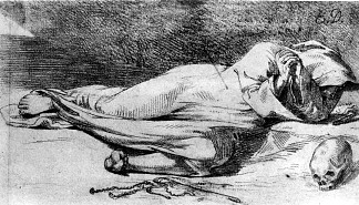 和尚在祈祷 Monk at Prayer (1821)，欧仁·德拉克罗瓦