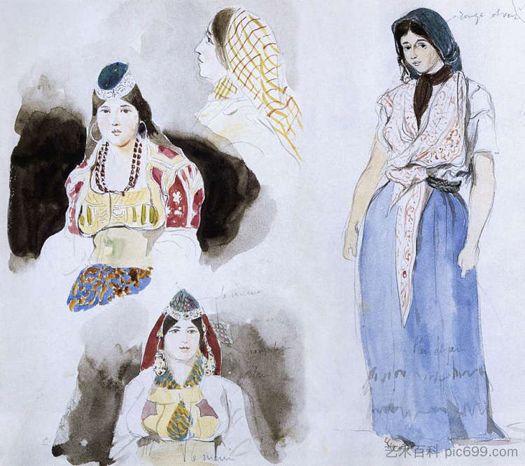 摩洛哥 女子 Moroccan Women (1832)，欧仁·德拉克罗瓦