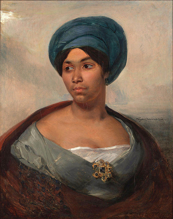 一个戴着蓝色头巾的女人的肖像 Portrait of a Woman in a Blue Turban，欧仁·德拉克罗瓦