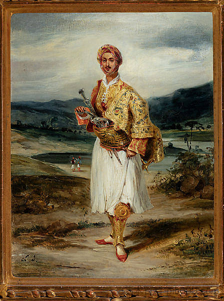 德米特里乌斯·德·帕拉蒂亚诺伯爵穿着苏略特服装 Count Demetrius de Palatiano in Suliot Costume (c.1825 - c.1827)，欧仁·德拉克罗瓦