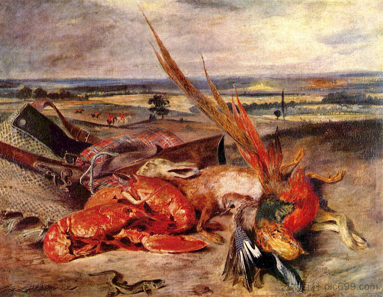 龙虾静物 Still Life with Lobsters (1826 - 1827)，欧仁·德拉克罗瓦