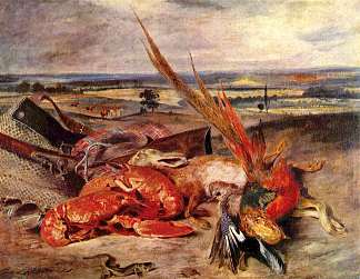 龙虾静物 Still Life with Lobsters (1826 – 1827)，欧仁·德拉克罗瓦