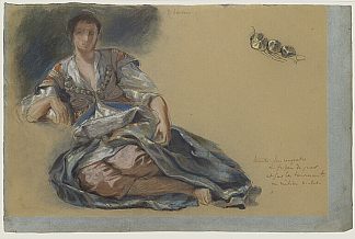 研究画作《阿尔及尔的女人》 Study for the painting Women of Algiers (1834)，欧仁·德拉克罗瓦